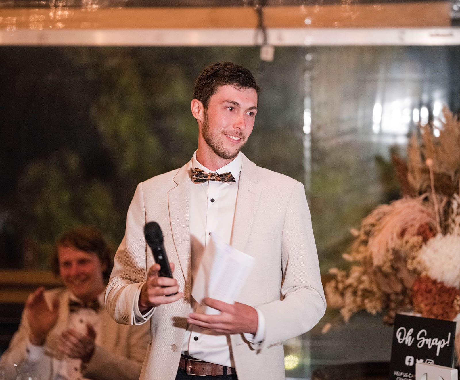 speech giver at reception Speech giver at reception